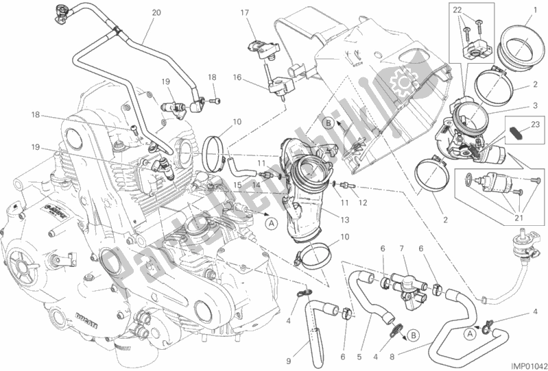 All parts for the Throttle Body of the Ducati Monster 797 Thailand USA 2019